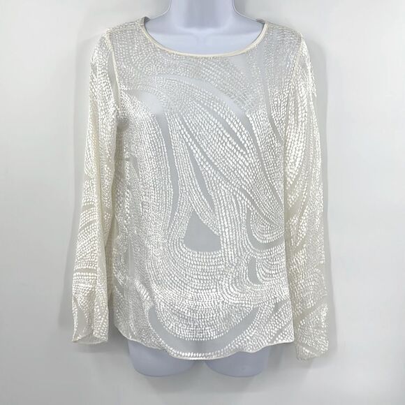 Peter Cohen 100%‎ Silk Blouse Stunning Sheer Top Sz M - Picture 1 of 6